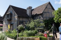 Exterior of Shakespeare's birthplace with neighboring garden